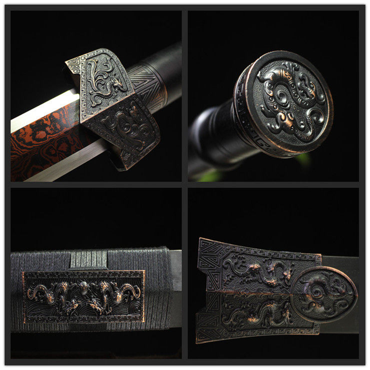 汉剑兵器未开武术锰钢镇花纹孙权一体宝剑刀剑刀剑