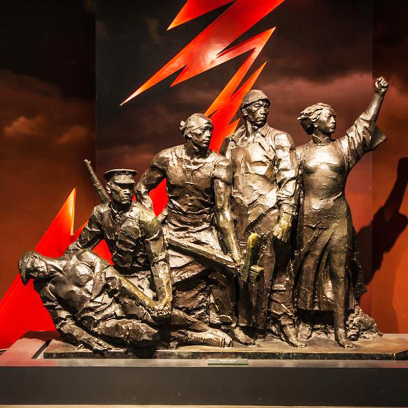 危难奋起玻璃钢仿铜人物雕塑工人学生起义抗战装饰摆件