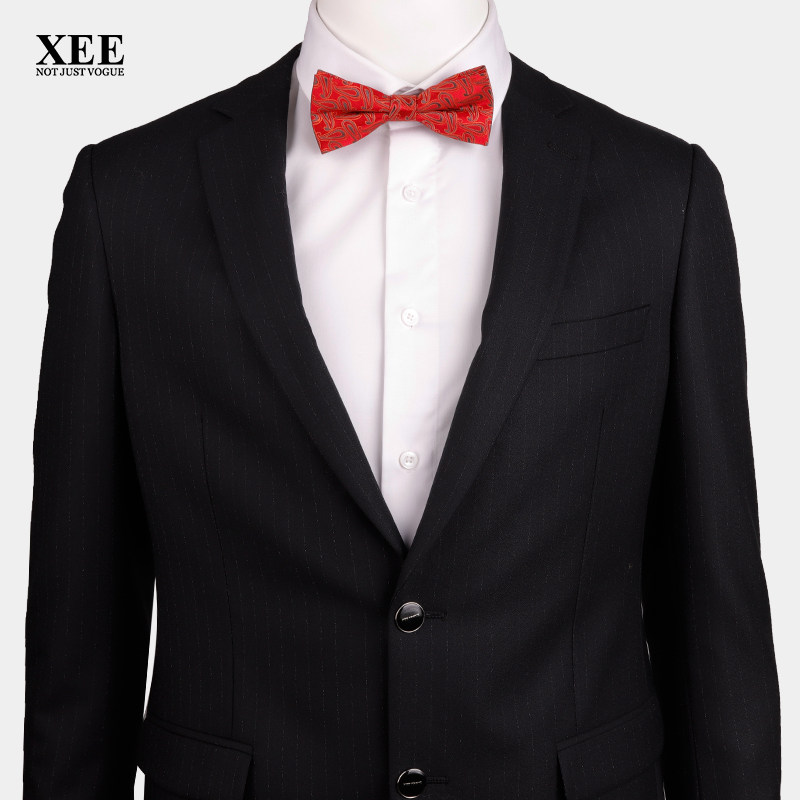 xee商场同款新款红色花纹真丝婚庆新郎正装领结