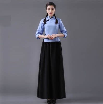 民国中山装国风学生装70周年大合唱男女五四青年立领民族服装