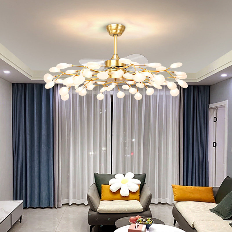 轻奢风扇灯全铜客客厅大气主灯餐厅现代简约灯具客厅吊灯