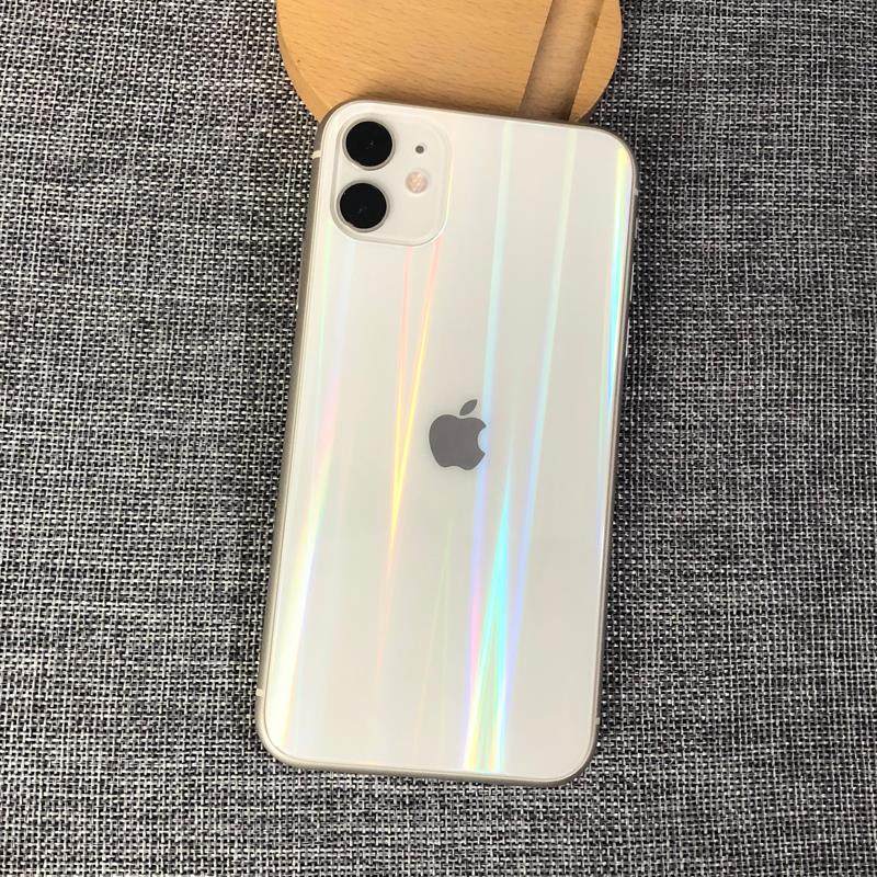 适用于苹果极光钢化背膜iphone11promax改色8xr后贴7plus手机贴膜