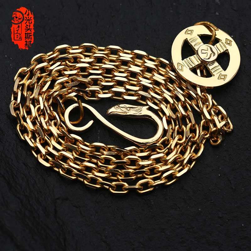 小光头斯基高桥吾郎18k金太角链男金链女款细角情侣吊坠项链