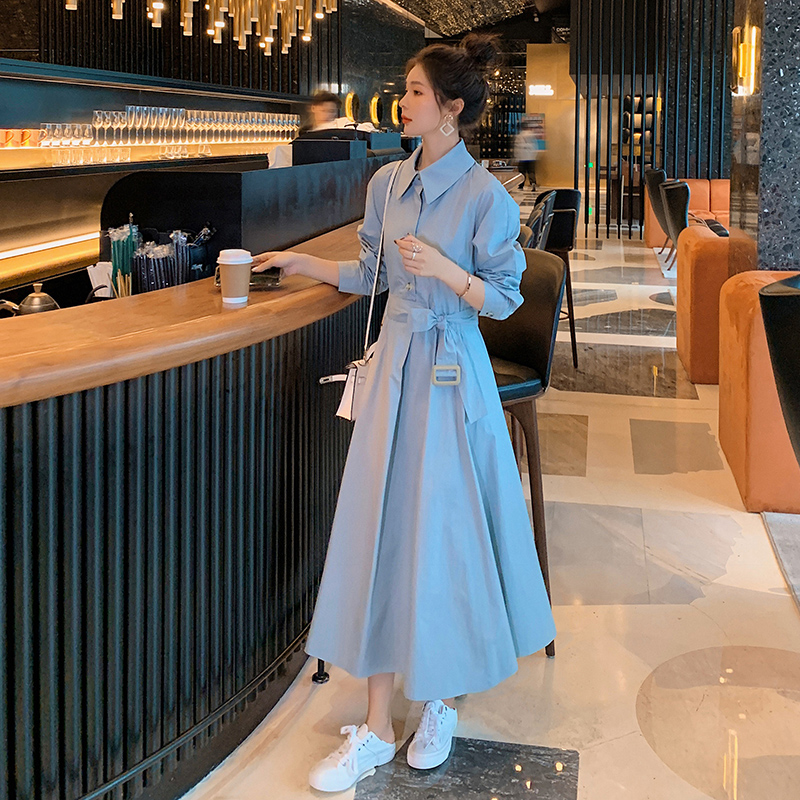 法式高级设计感小众连衣裙女春秋2022新款气质衬衫裙子长款仙女裙