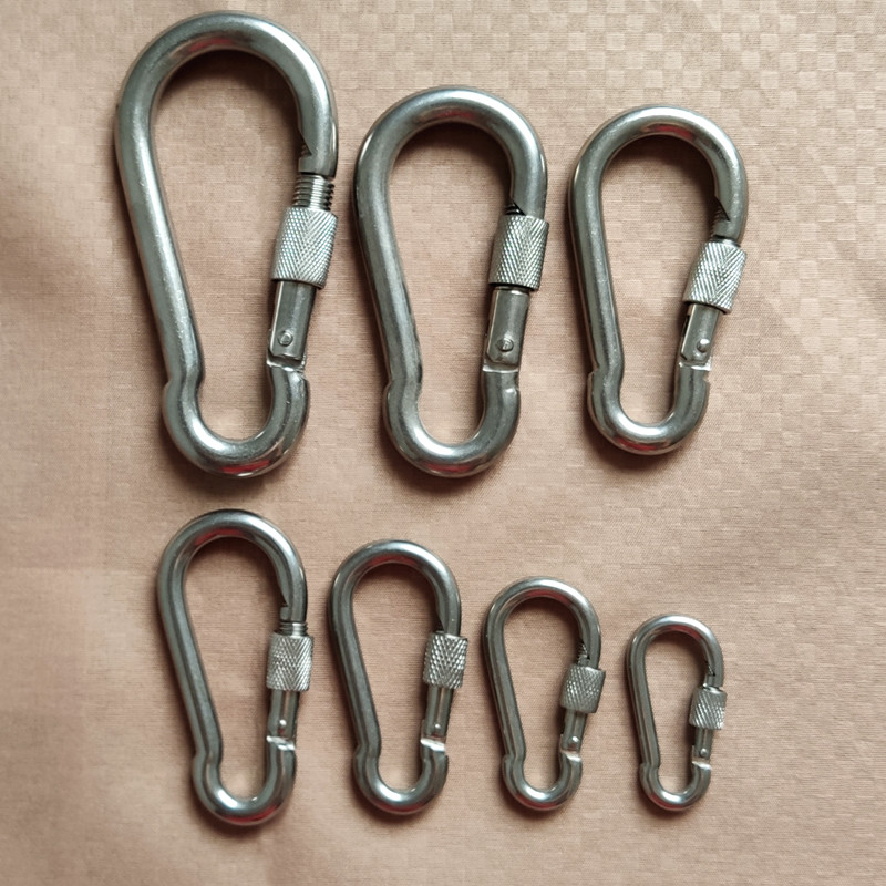 扣链带锁不锈钢承重弹簧登山保险扣挂链条安全挂扣
