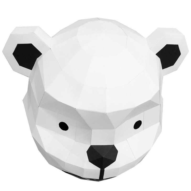 圣诞节可爱熊猫纸模动物头套手工diy搞怪全脸面具舞会表演道具ins