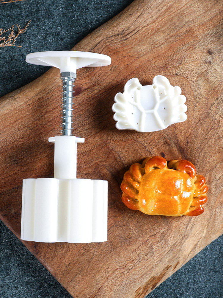 网红螃蟹月饼模具中国风家用手压式