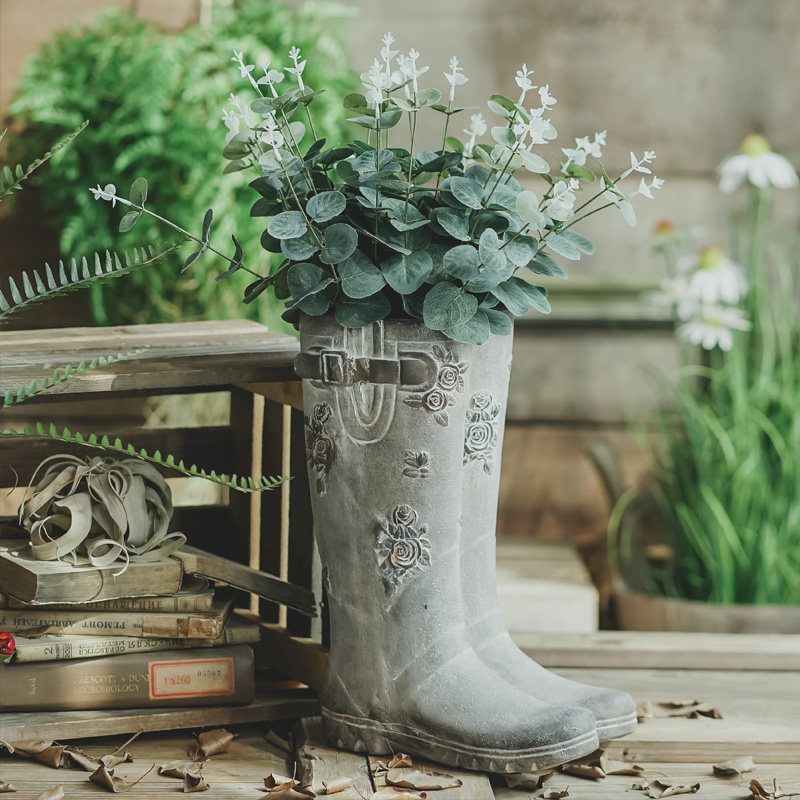 巴赛尔雨鞋花盆复古落地创意插花花花摆件室内花盆