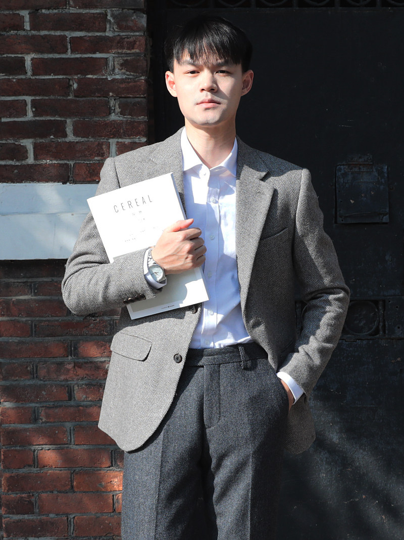 复古英伦雅痞绅士浴血黑帮羊毛花呢人字纹厚款西服