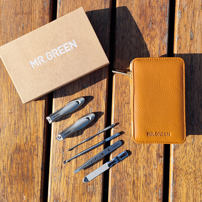 德国mrgreen格林先生进口防飞溅指甲刀美甲护理工具真皮6件套