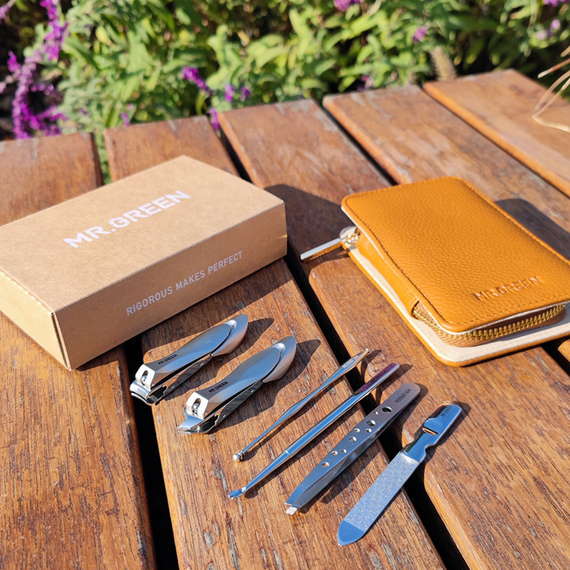德国mrgreen格林先生进口防飞溅指甲刀美甲护理工具真皮6件套