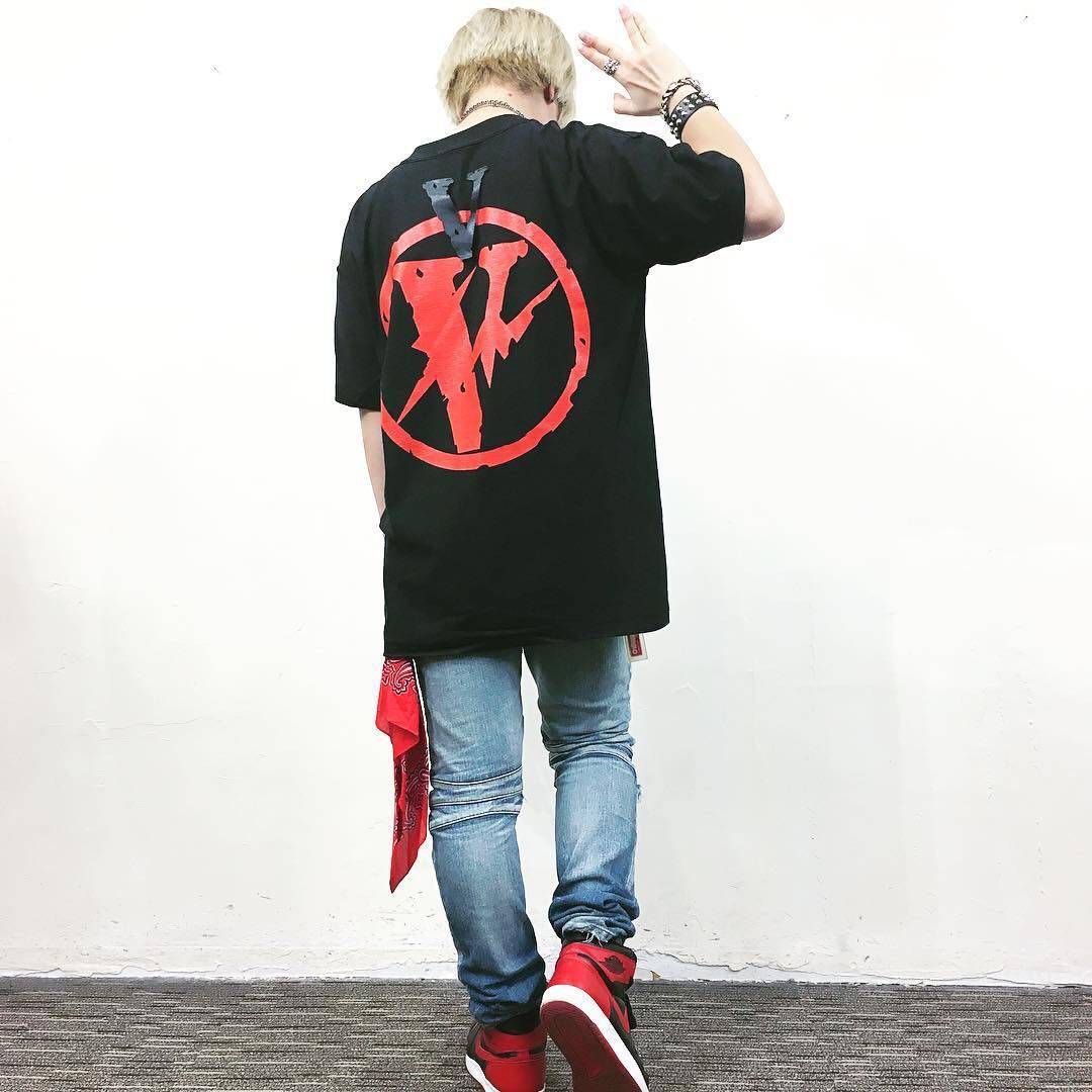 换季特惠vlone短袖藤原浩联名两面穿闪电大vt恤美潮情侣ins爆火