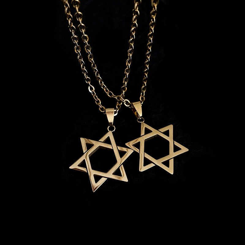 项链blacktoo金色六芒星简约情侣复古钛钢饰品学生项链