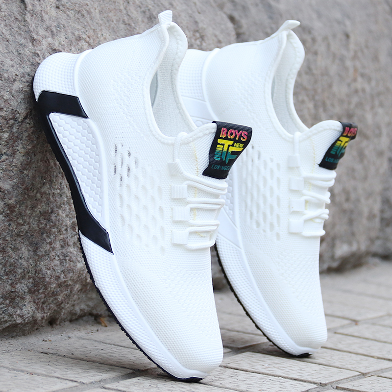 男鞋夏季透气2021新款百搭跑步休闲一脚蹬运动潮鞋网面鞋子小白鞋