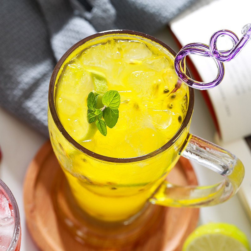 贝咖玻璃水果茶杯冰镇奶茶冷饮果汁杯水水杯玻璃杯