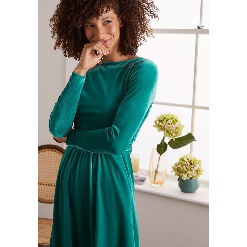 boden连衣裙女士一字优雅优雅丝丝绒修身裙子英国连衣裙