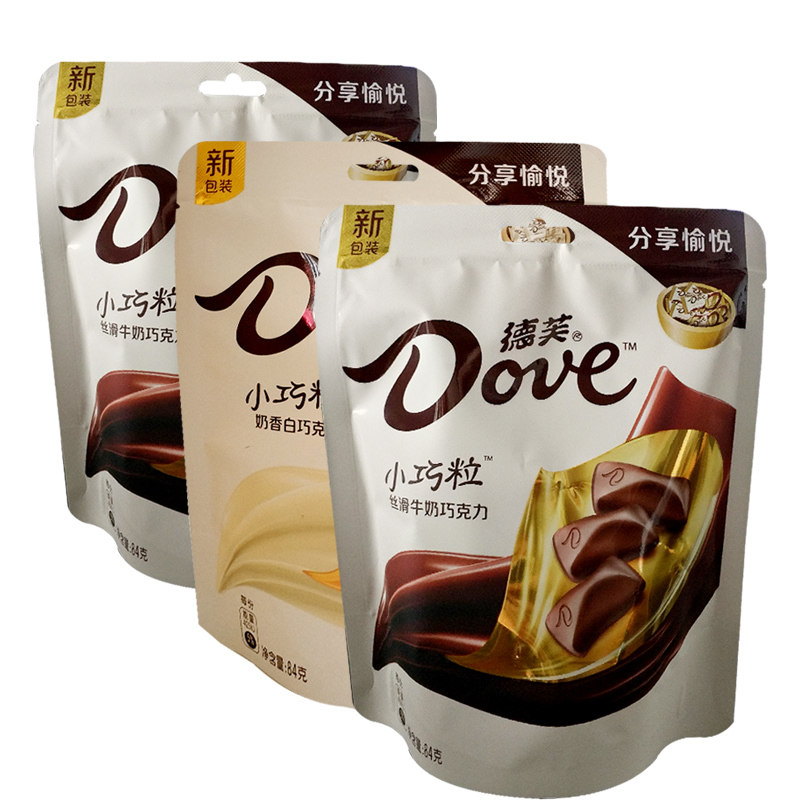 巧克力dove德芙香浓丝滑牛奶奶香袋装小巧84g黑巧克力