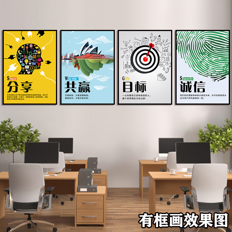 企业文化励志标语展板会议室车间走廊公司挂画壁画无