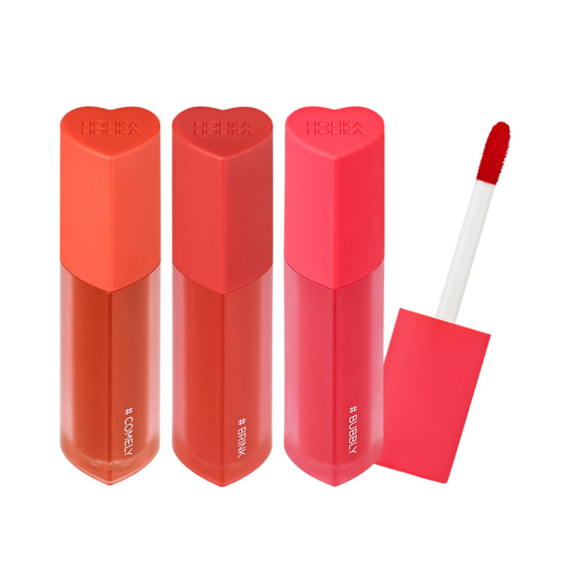 韩国holika爱心唇釉0702空气感水光镜面保湿持久口红ins平价学生