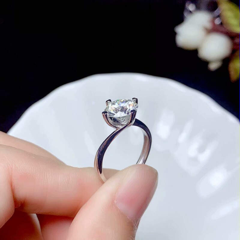 新款s925克拉钻戒戒指成品空托圆5圆6.5圆9mm戒指