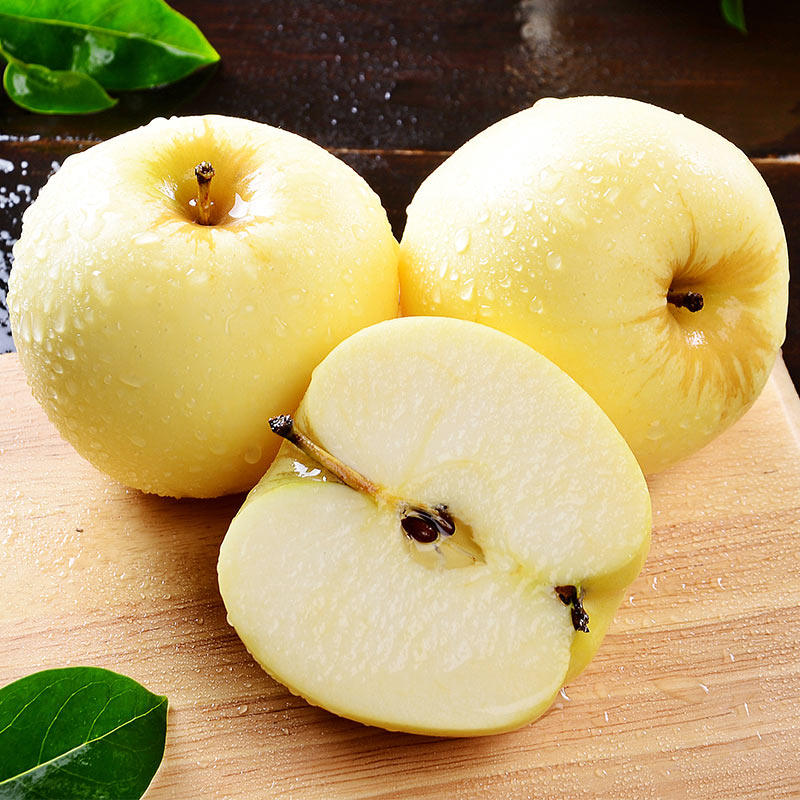 山东烟台栖霞黄金奶油富士苹果水果新鲜元帅黄当季10斤整箱包邮丑