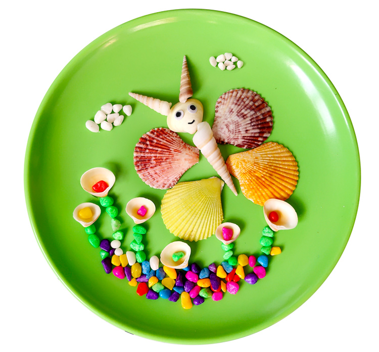 手工贝壳儿童贴画粘贴圆盘材料包圆盘海螺作业海螺