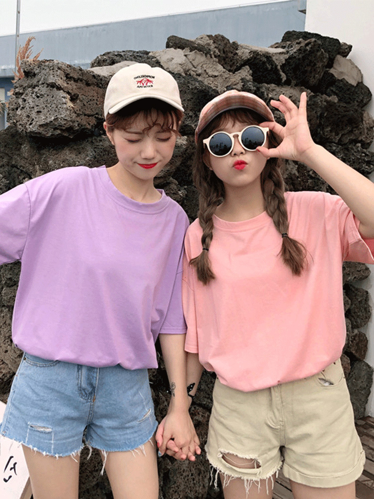 衣服女夏2018新款t恤女蹦迪衣女bf短袖ins网红同款上衣姐妹闺蜜装