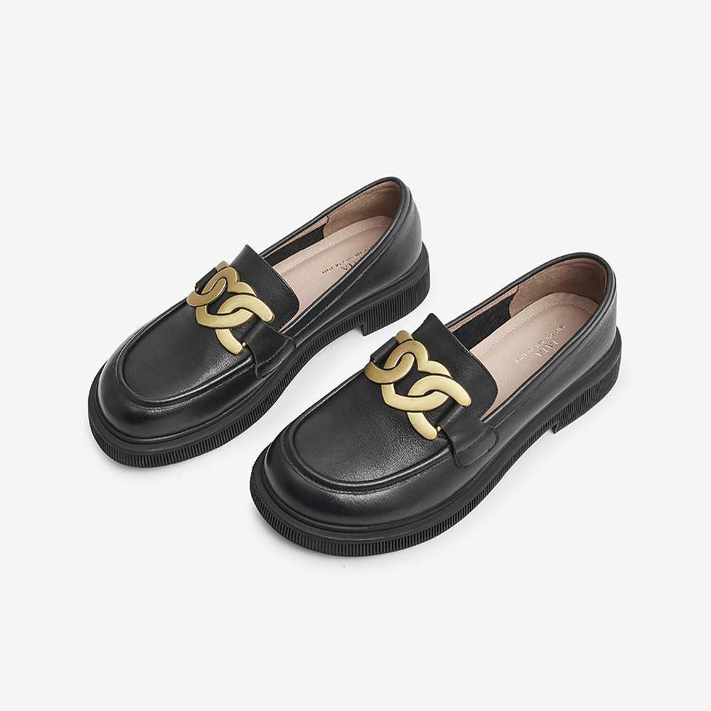 tata他她通勤乐福鞋女英伦单鞋jk小皮鞋豆豆鞋2022秋新款w7e08ca2