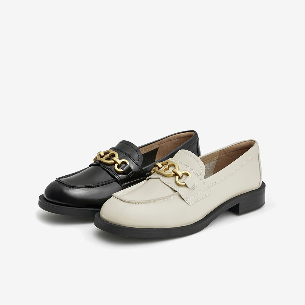 tata他她经典英伦乐福鞋女复古豌豆扣小皮鞋乐福鞋豆豆鞋