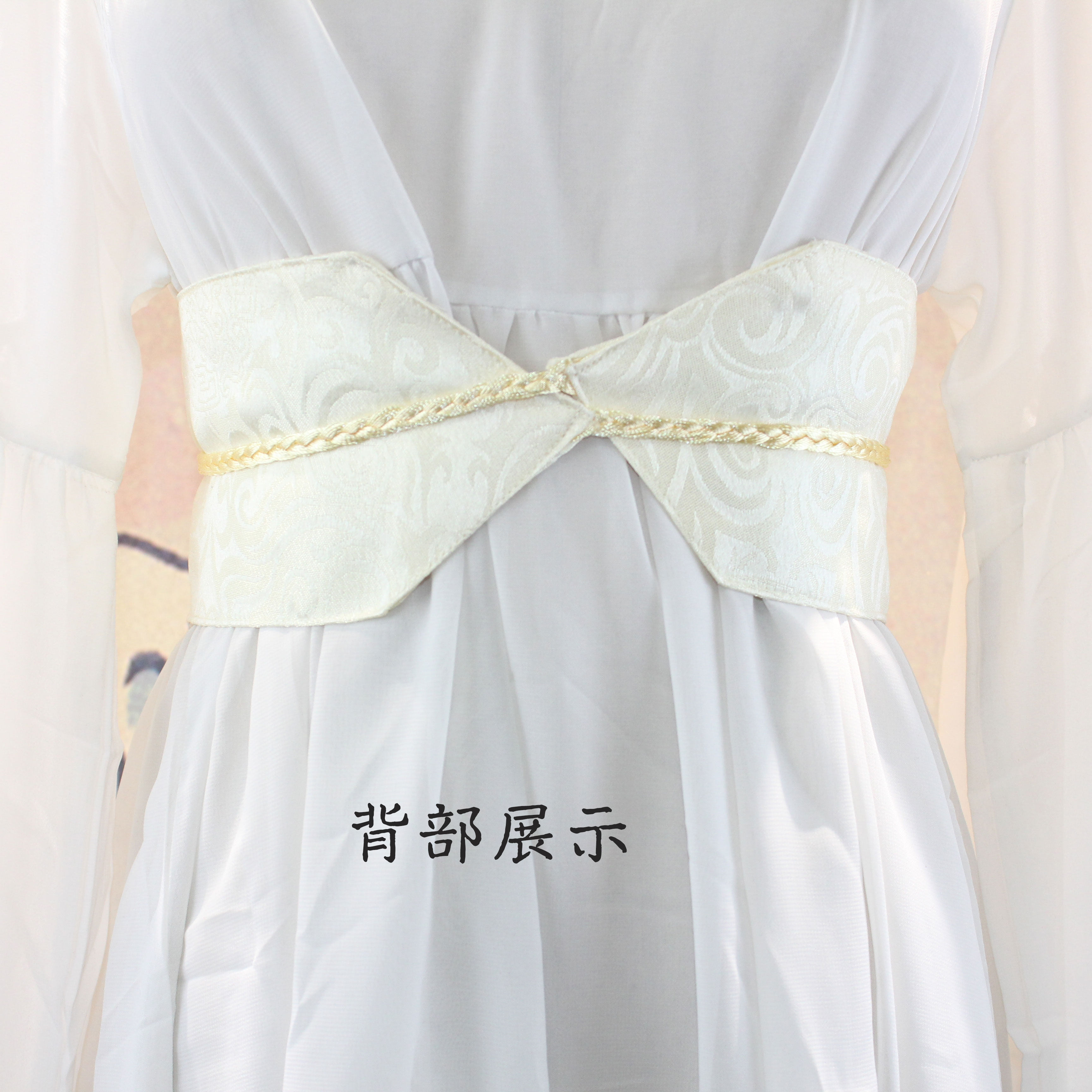 古风提花汉服腰带复古束腰浅色连衣裙腰封长流腰带