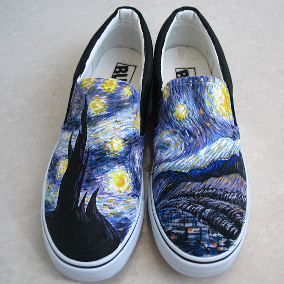 2021梵高星空涂鸦手绘vangogh定制帆布布鞋单鞋