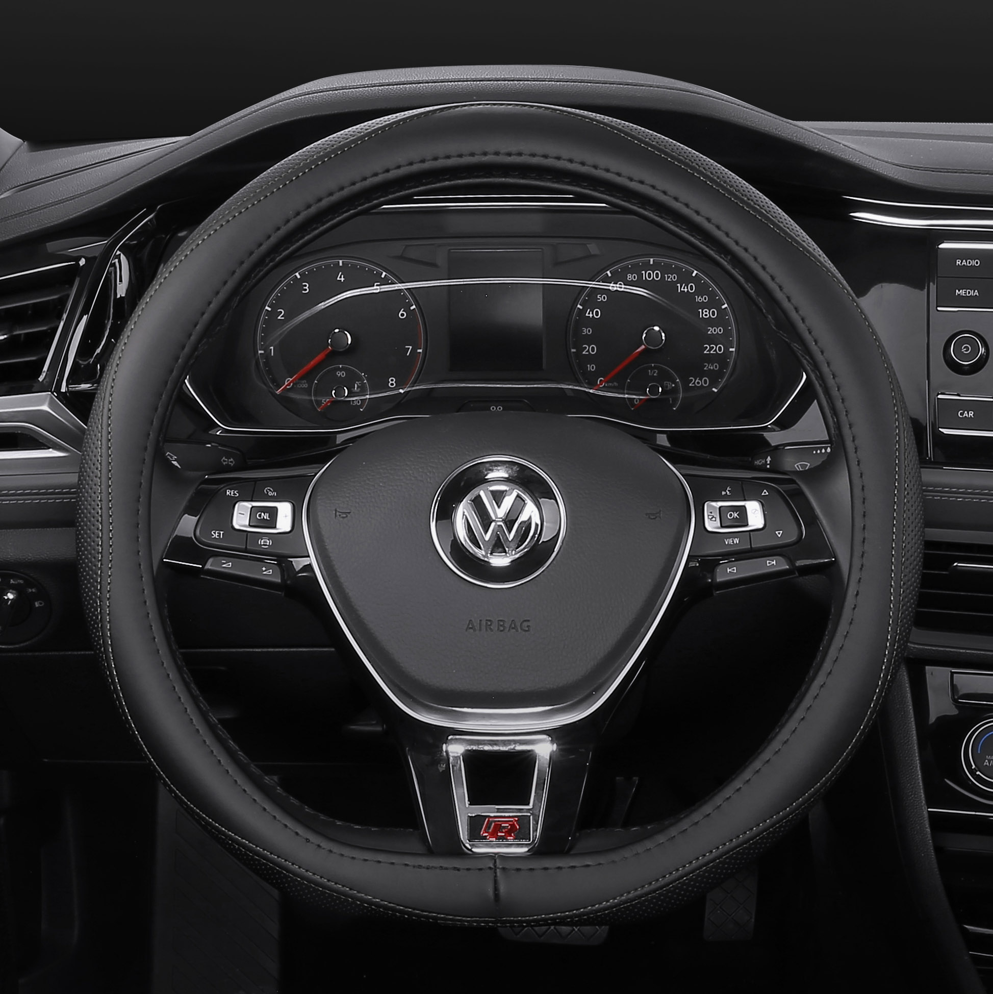 适用真皮方向盘大众途观朗逸速腾帕萨特cc宝来方向盘套