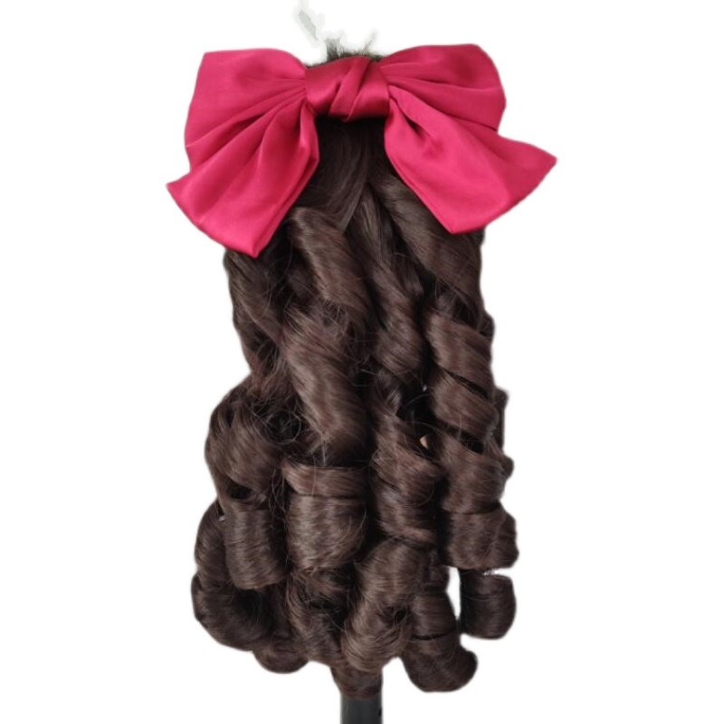 马尾新款螺旋蝴蝶结插梳款绑带式中短卷发哑光复古马尾