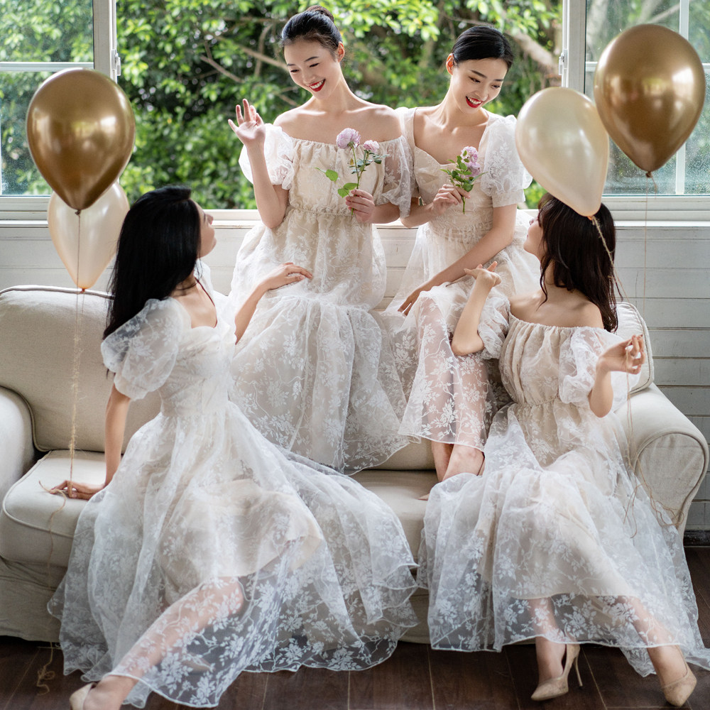婚纱茉野礼服蕾丝丝恋伴娘年会显瘦连衣裙旅拍婚纱