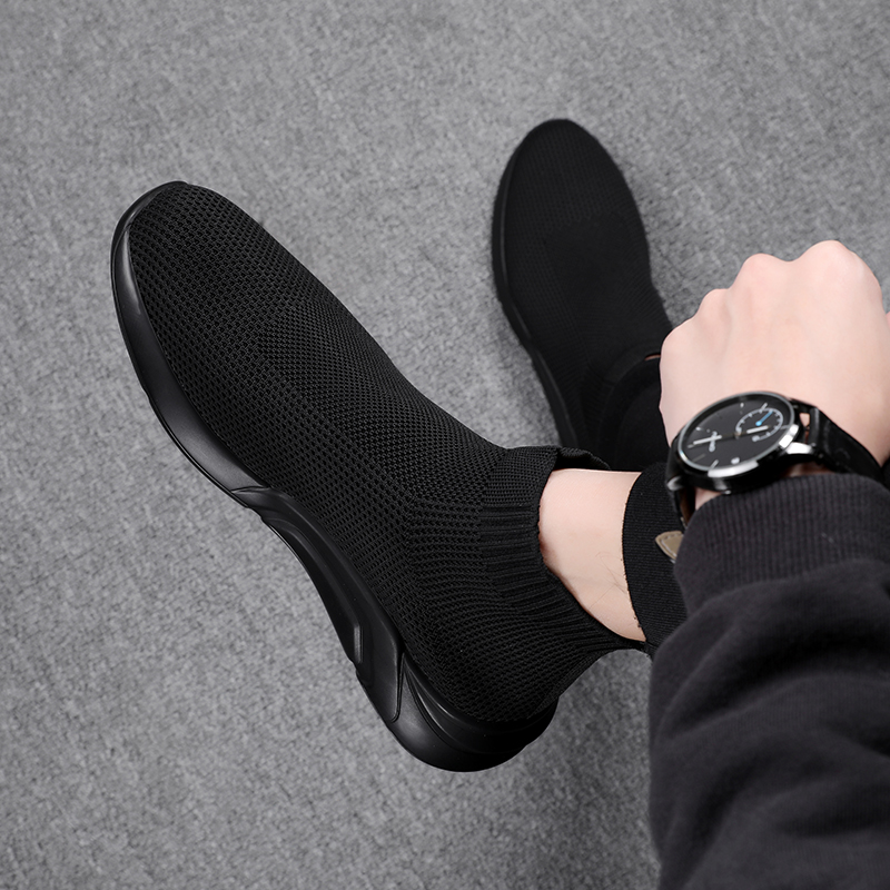 袜子鞋男夏季2022新款飞织弹力高帮袜鞋春季透气针织中帮休闲鞋子