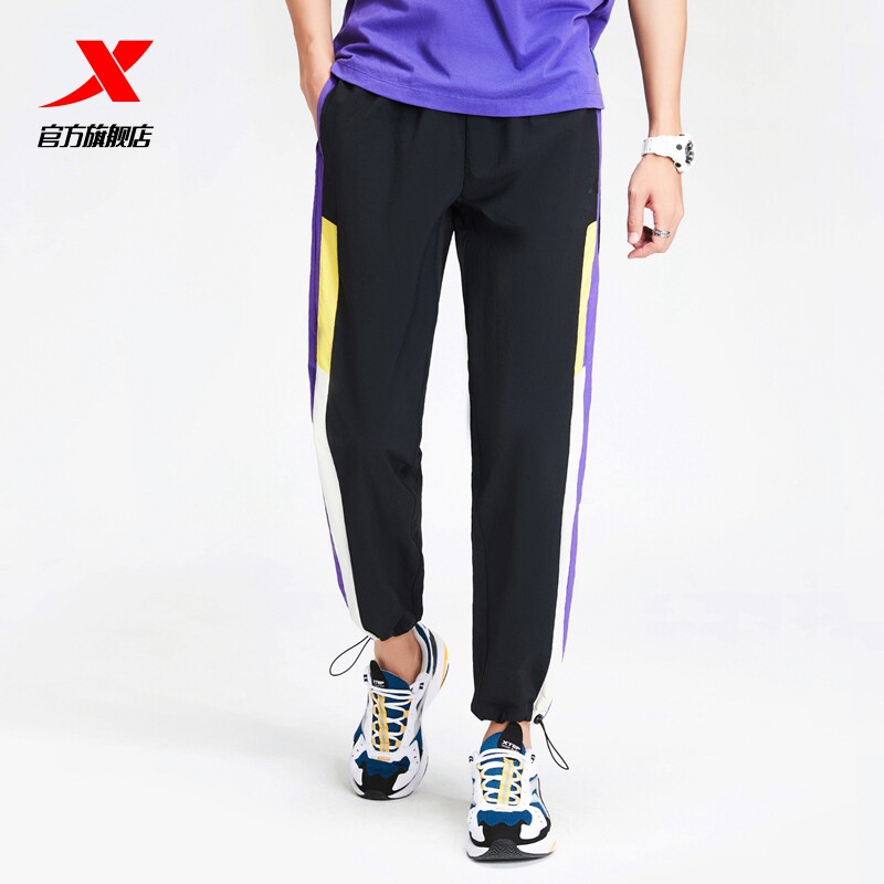 特步运动裤男2020春新款小脚收口裤子男潮流抽绳设计男士运动长裤