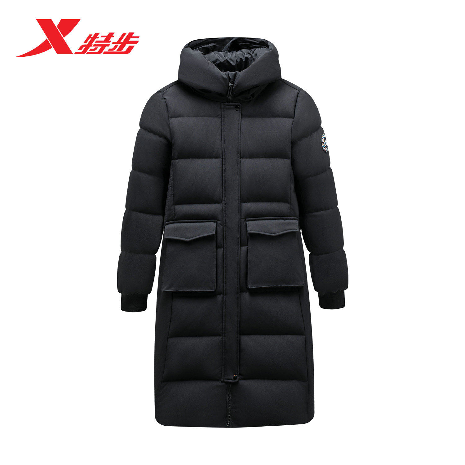 特步羽绒服中长外套冬季新款加厚保暖运动羽绒服