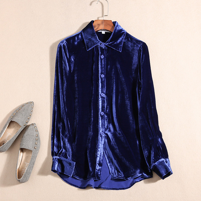 上衣真丝不退不换清仓衬衫丝绒长袖桑蚕蚕丝真丝上装