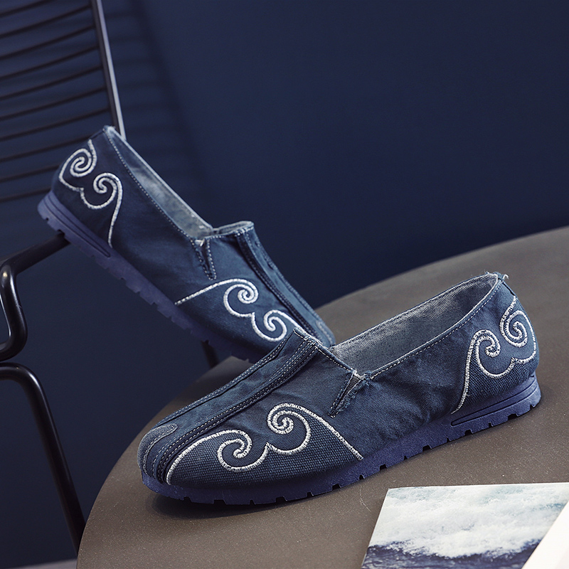 绣花鞋男中国风老北京布鞋夏季休闲防臭透气软底道士布鞋