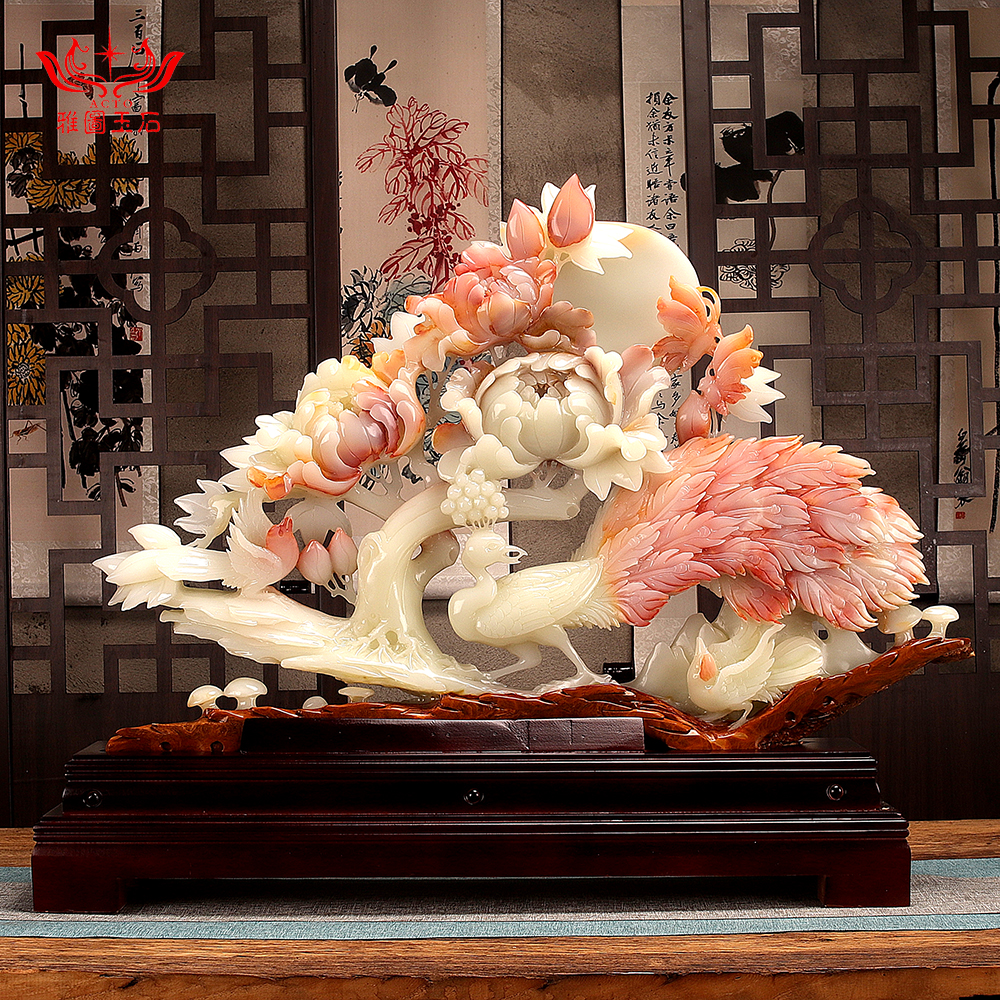 摆件玉石天然工艺品乔迁礼品办公室雕刻玄关家居摆件