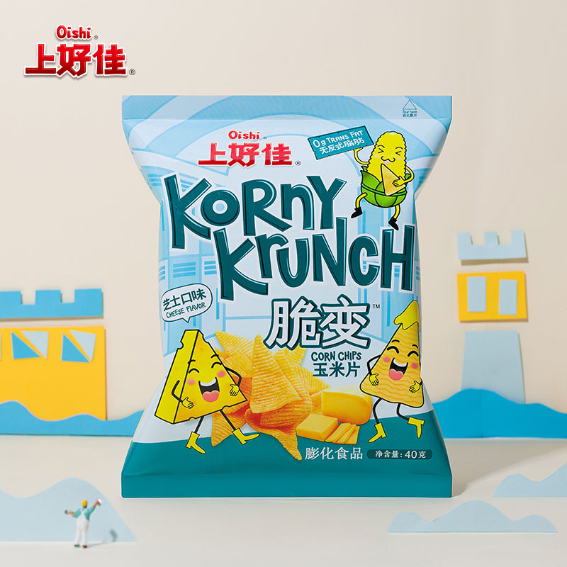 oishi上好佳官方脆变玉米片烧烤芝士40g6包休闲膨化食品