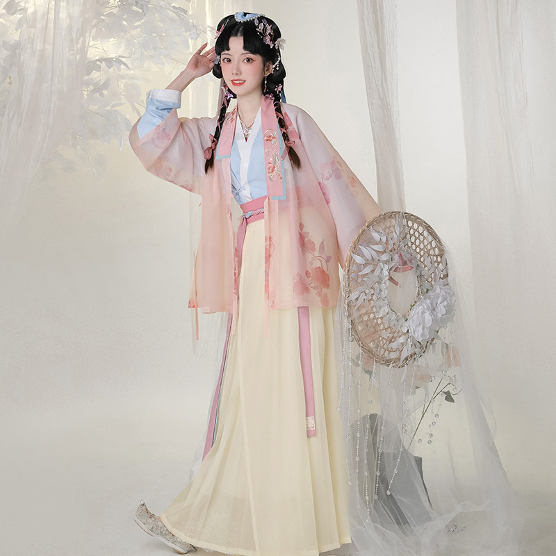 对襟服女交汉对穿宋褙长衫直领流烟正品原创汉服