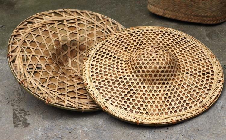 遮阳圆顶素色帽子80cm防晒笠帽竹笠竹编