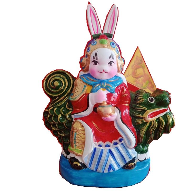 diy小号兔爷福兔泥塑工作室兔儿爷老北京特色工艺品泥人