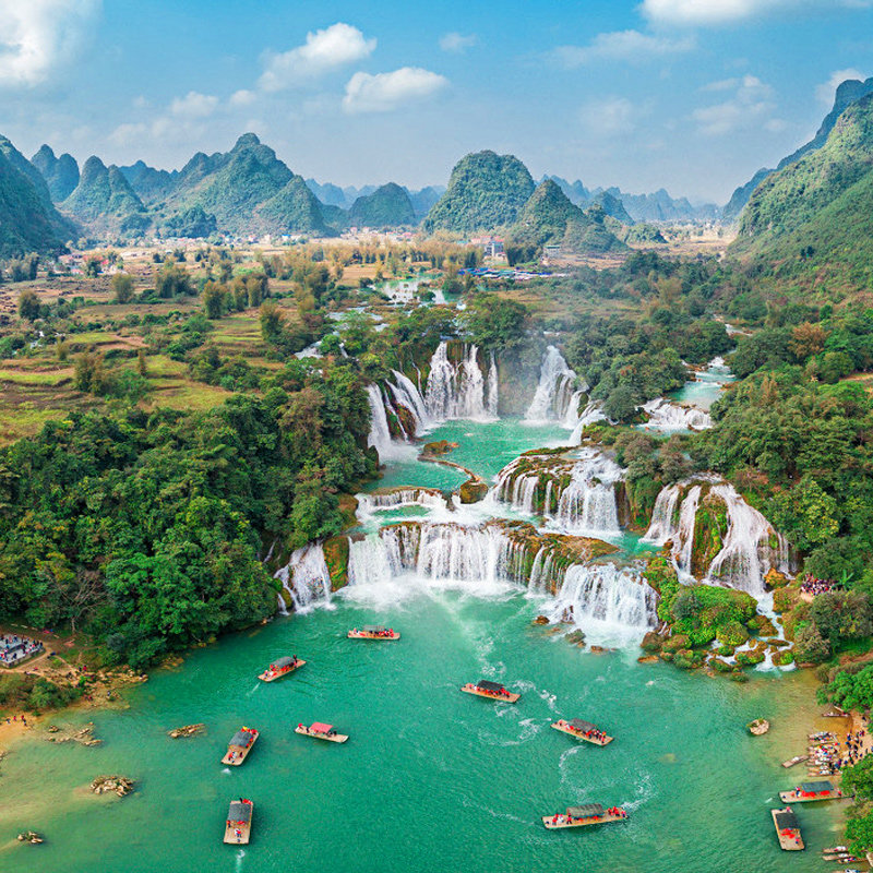 广西旅游德天瀑布一日游纯玩明仕田园越南边境花千骨境内跟团游