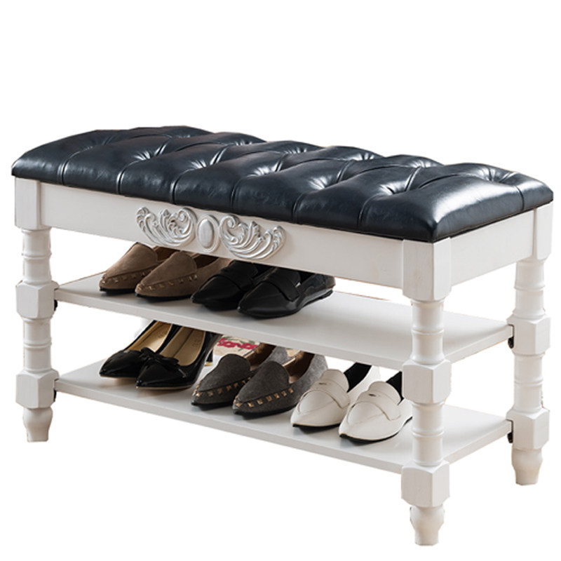 欧式换鞋凳鞋柜美式实木收纳凳式鞋架多功能试鞋凳子地中海换鞋凳