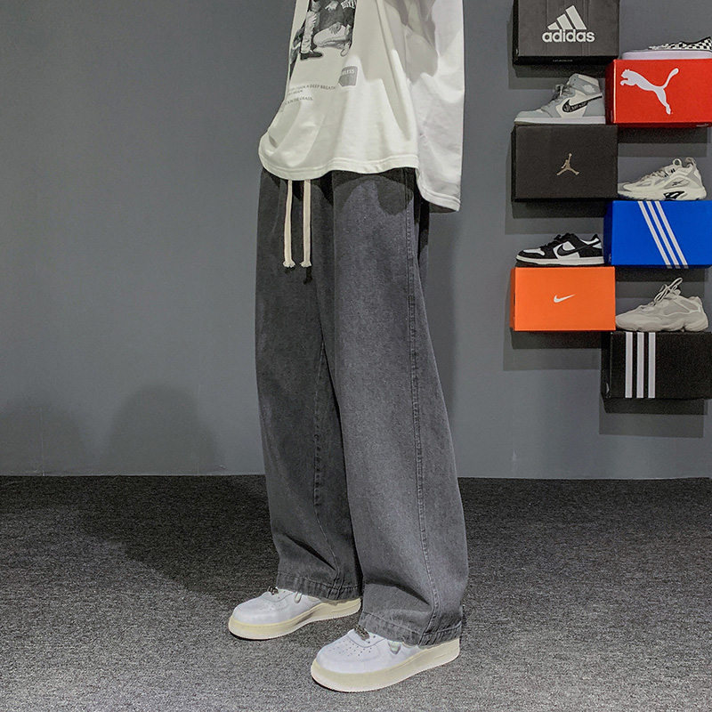 秋冬款牛仔裤男直筒宽松大码阔腿裤春季加绒休闲长裤韩版潮流裤子
