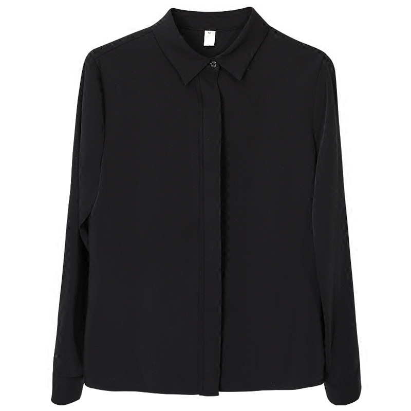 黑色高端雪纺衬衫长袖2022时尚春秋衬衣女士衬衫