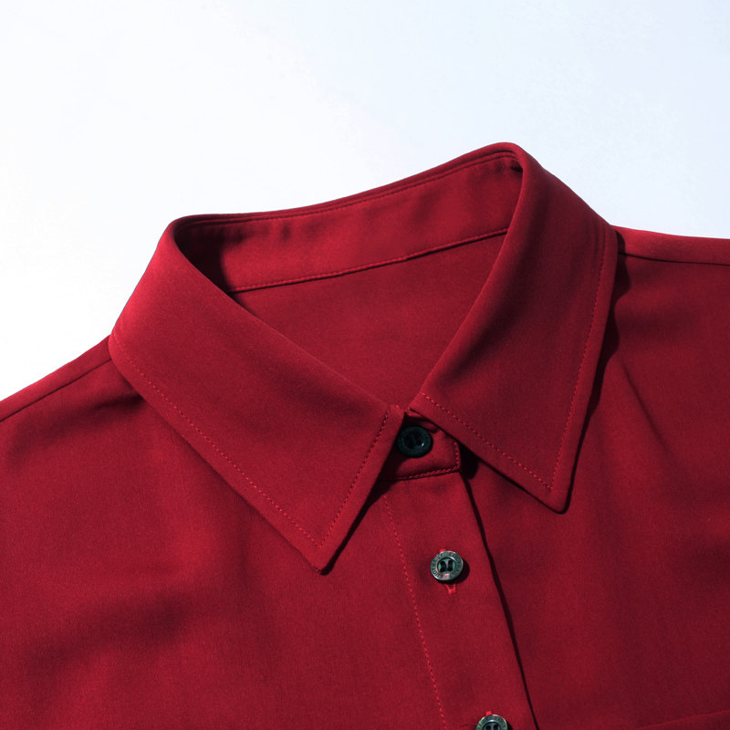 红色衬衫女长袖2020春季新款雪纺衬衣女士洋气时尚打底衫春款上衣