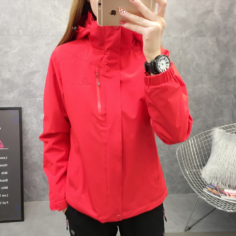 冲锋衣男女装可拆卸潮牌登山服加绒加厚三合一防风外套女士两件套